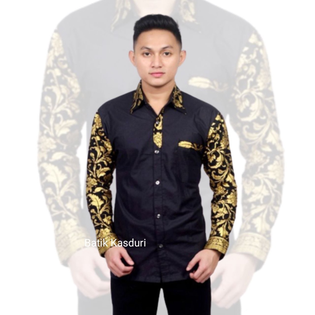 Kemeja Batik Pria Lengan Panjang Modern Ukuran M L XL XXL