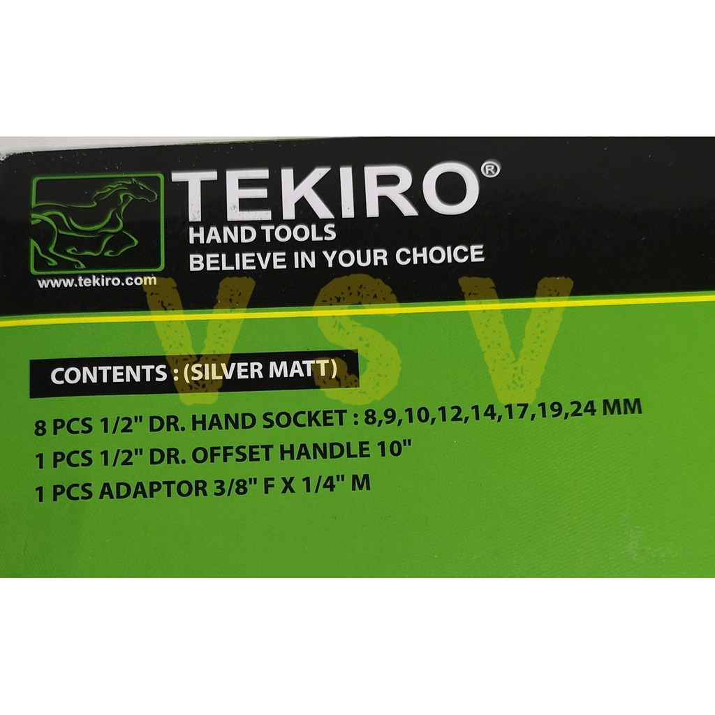 Tekiro hand socket set 10 pcs 1/2&quot; 8-24mm kunci sok set box plastik