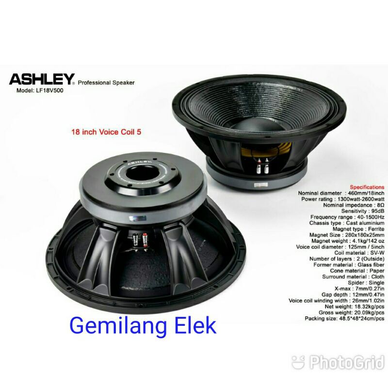 Speaker ASHLEY 18 inch LF18V500 ORIGINAL