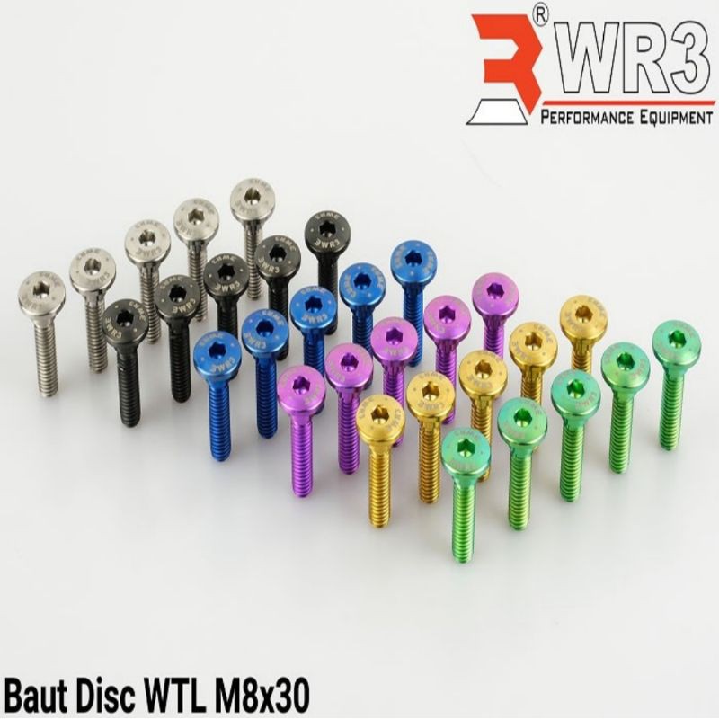 Baut Cakram WR3 Titanium WTL M8x30 Z125 Z650 Z800 Z900 Z1000 ZX636 ZX6R ZX10R ZX14R ZX25R ER6N ER6F