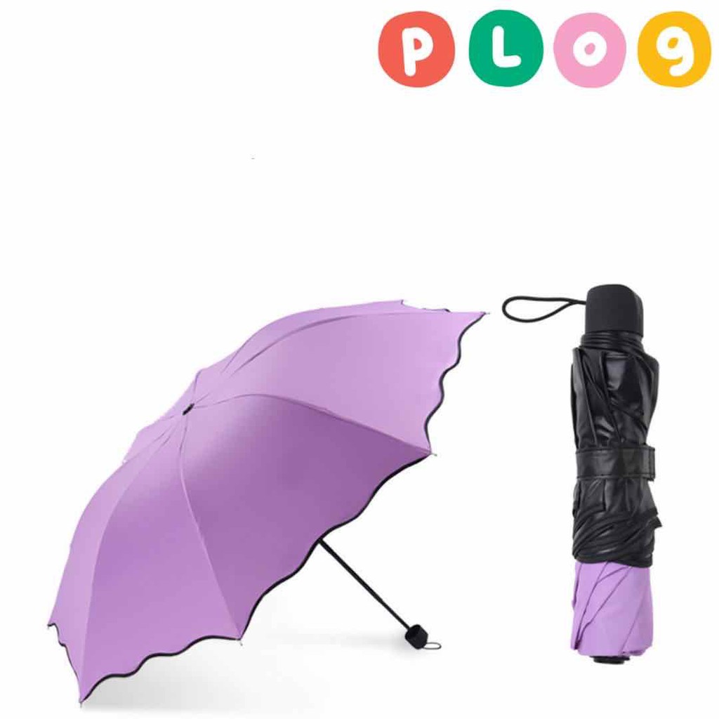 ANQI 1888 3D Payung Lipat Magic Umbrella / Dimensi Lapisan Hitam ANTI UV ( Gelombang ) / VS-102