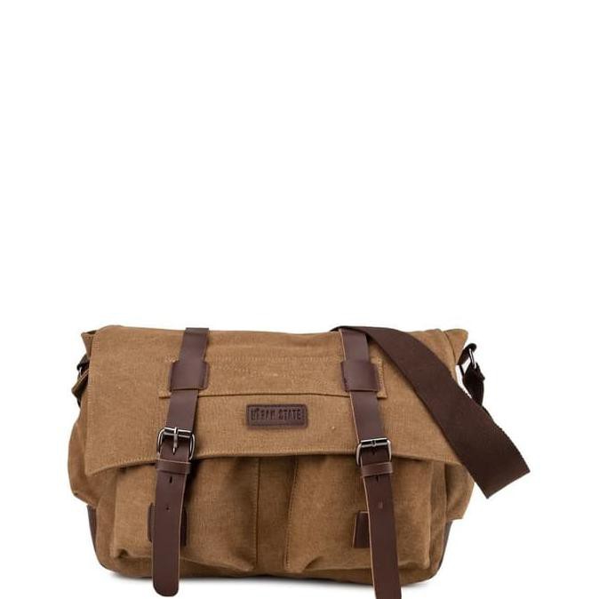-SIAP KIRIM- URBAN STATE - CANVAS PU EXPLORER MESSENGER BAG - BROWN