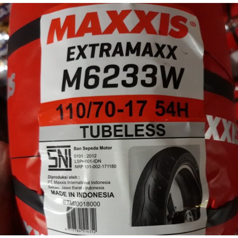 BAN LUAR 110/70-17 MAXXIS EXTRAMAX TUBLES 110 70 RING 17