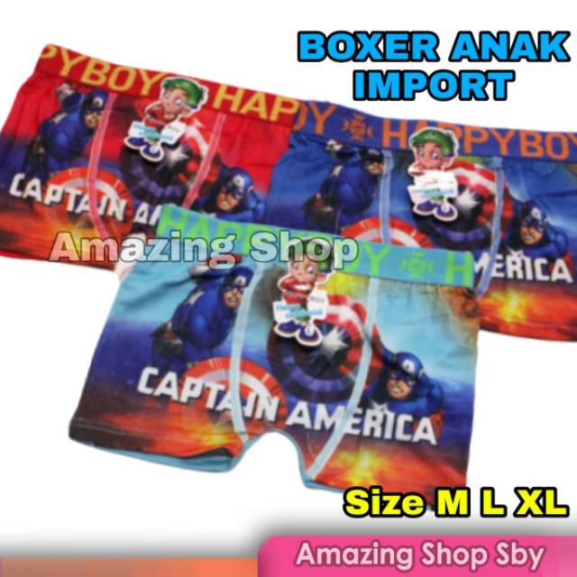 1 Lusin / 12 Pcs CD Boxer Anak Cowok Laki Laki Import Murah