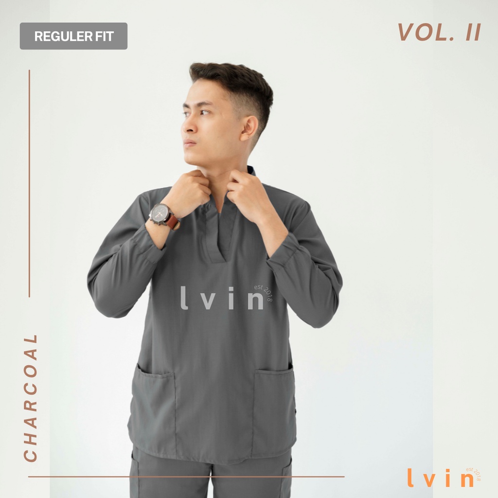 [Lvin ] Vol II -  Baju OKA Mandarin Collar Celana Reguler fit Lengan Panjang / Baju Jaga /Set Baju Celana Jaga Oka / Dokter Lengan Panjang / Baju OK 2