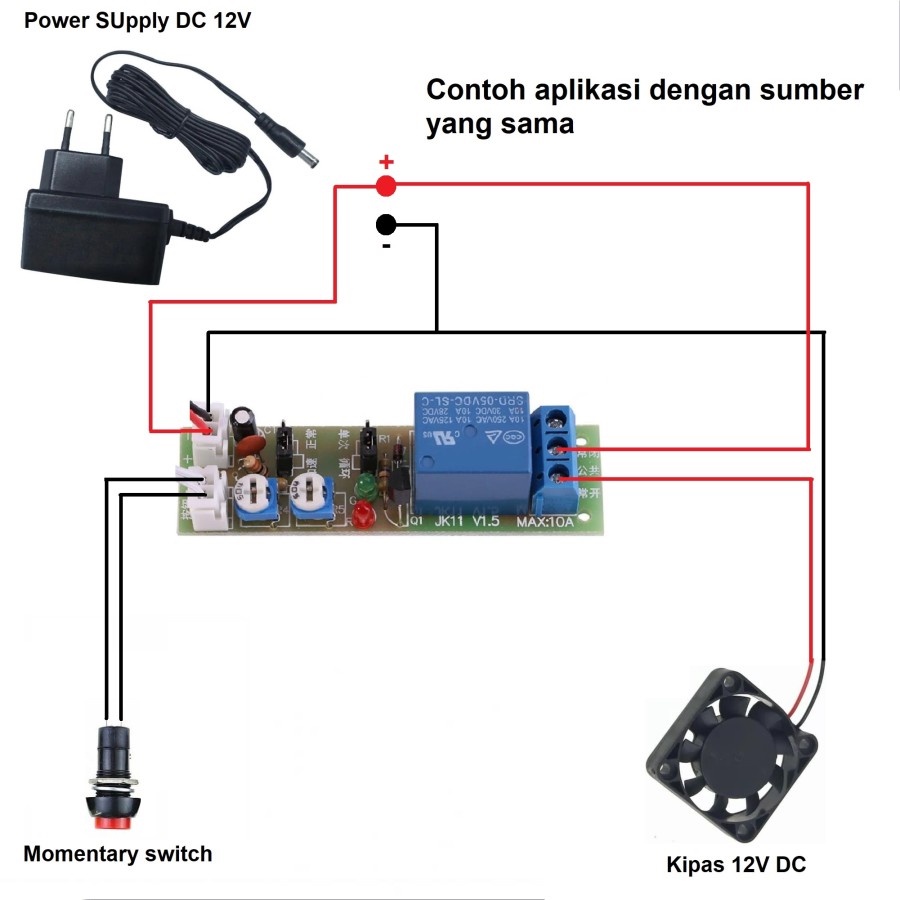 Modul Relay Timer DC ON-OFF 0-15 Menit Siklus dengan Saklar Trigger