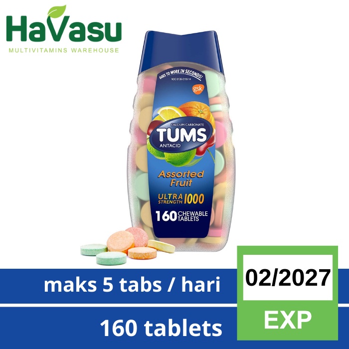 TUMS Antacid Ultra Strength - 160 tabs Assort. Fruit Maag Asam Lambung