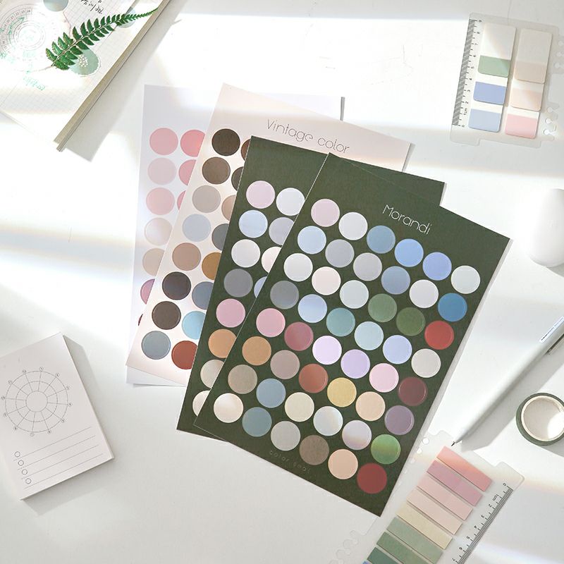 

AYURI - 48pcs Multifunctional basic mark material Round sticker decoration DIY Morandi scrapbooking bullet journal postmark dot sticker