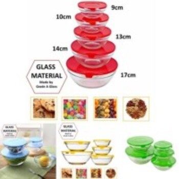 Mangkuk Gelas Kaca Susun/Glass Bowl Set isi 5 OKE**