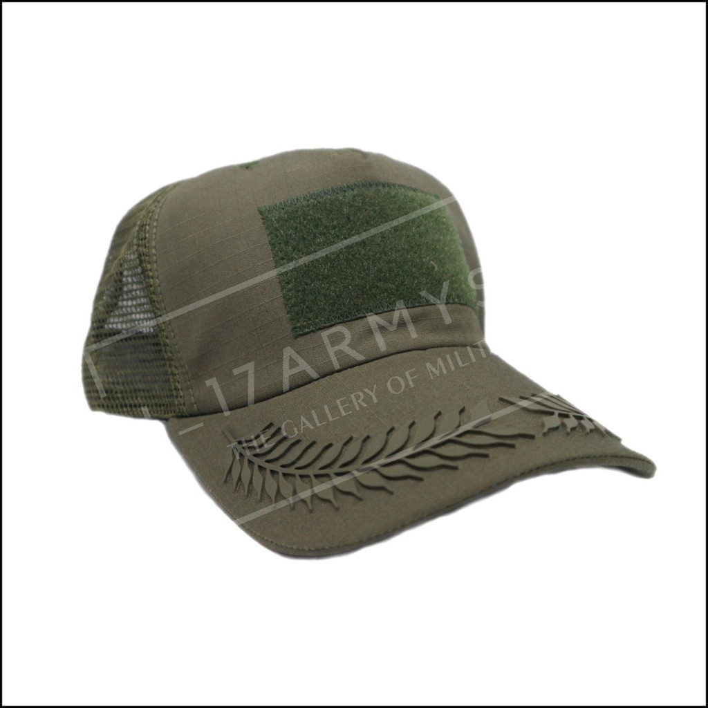 Topi Tactical Perekat Pamen Flocking/Rubber Ripstop Hijau Satpol-pp/Brimob Kombinasi Jaring