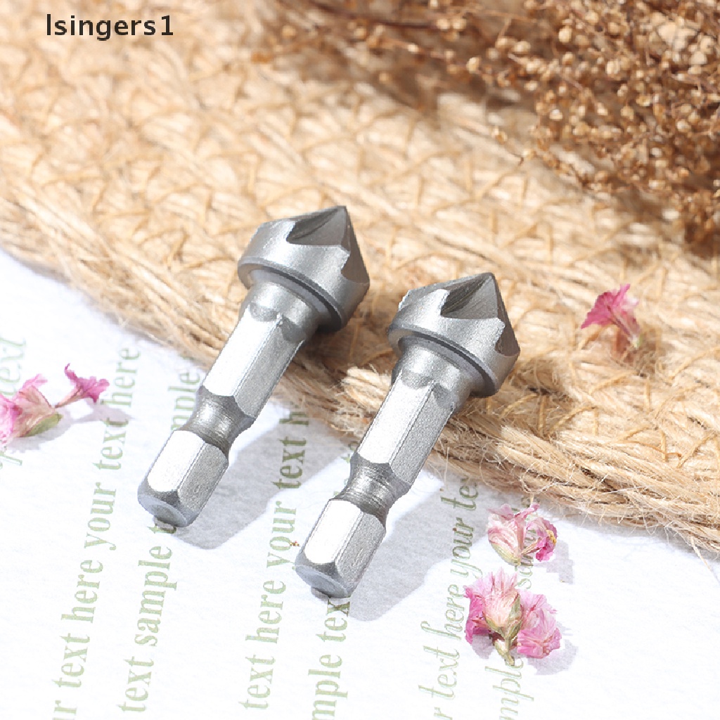 (lsingers1) Mata Bor 6 Flute Countersink Chamfer Gagang hexagon Untuk Pengerjaan Kayu