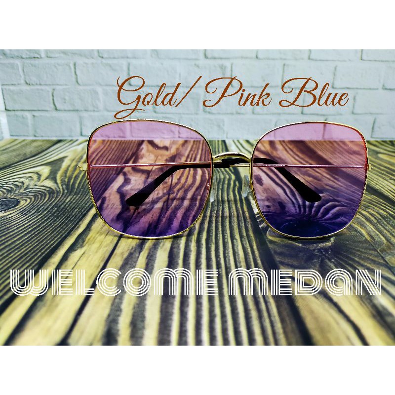 MEDAN Kacamata Pria/Wanita-Fashion-Retro Vintage Segiempat Metal-Sunglasses-Korea-3
