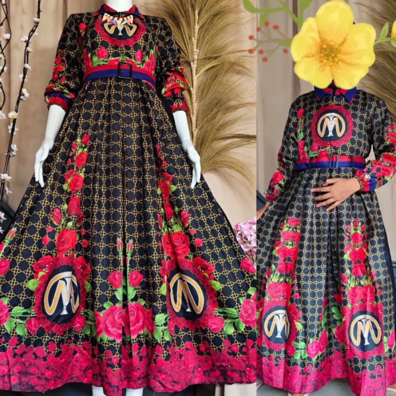 GAMIS COUPLE MOSCREPE SHR PRINTING MEWAH TERBARU