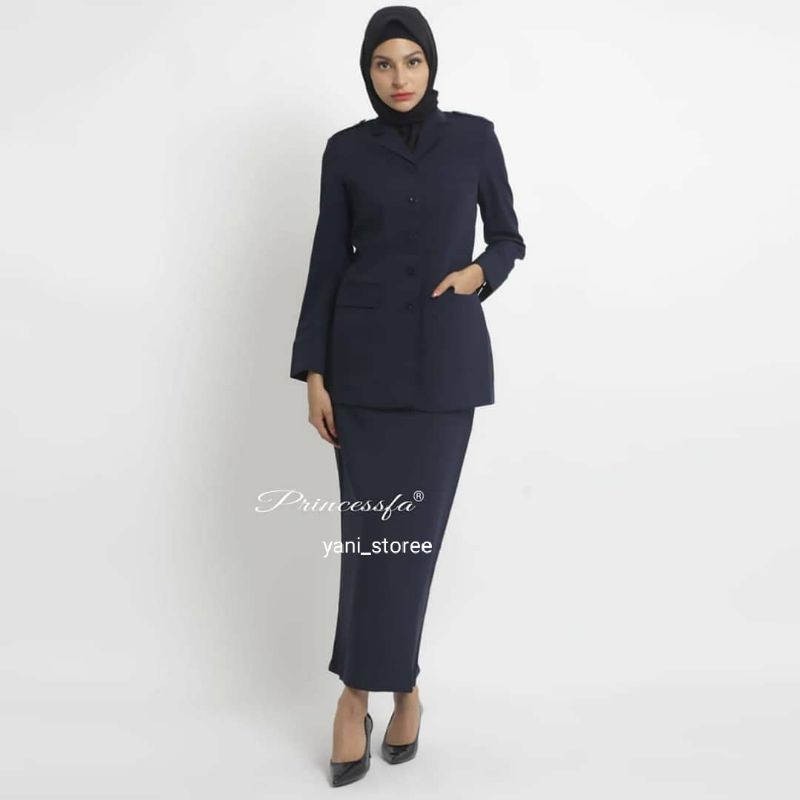 Baju Dinas Wanita Biru Dongker Set Rok Blazer Kerja Wanita Formal Blazer Kerja Set Seragam Pemda Bir