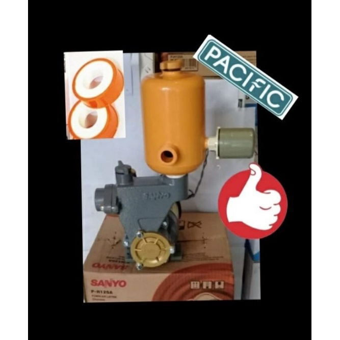 Garansi pompa air sanyo PH 125 A watt 1" inch tabung fiber dorong booster otomatis sumur dangkal aut