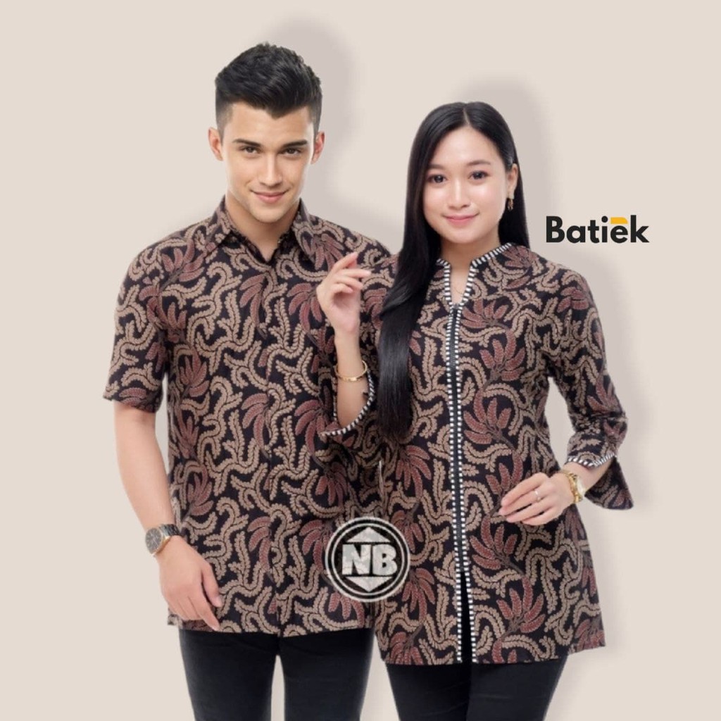 tey-17 Batik wanita ASJ SA HRB 026 Kenongo Kemeja Tosca Pendek couple terlaris dishopee