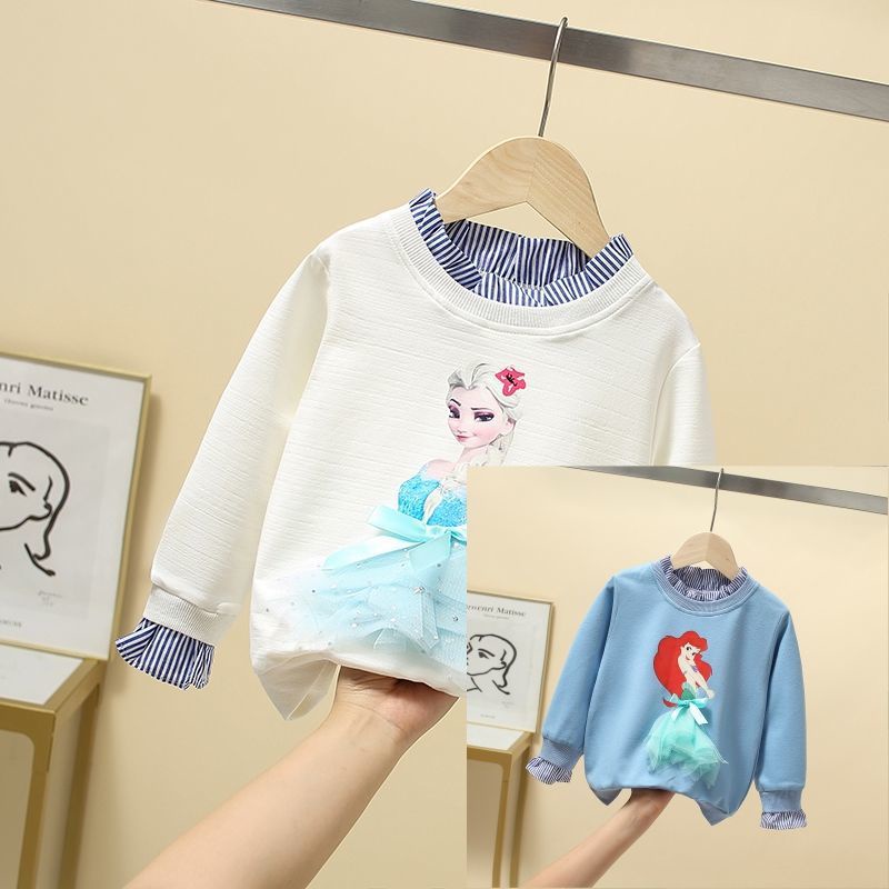 Sweter Frozen Anak Perempuan Gaya Putri Eropa dan Amerika Panjang -T-Shirt