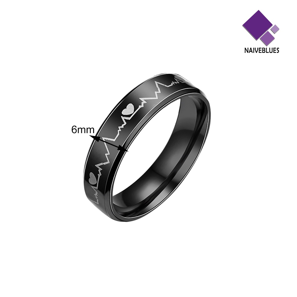 Naiveblue &gt; Cincin Motif Electrocardiogram Bahan Baja Untuk Wanita