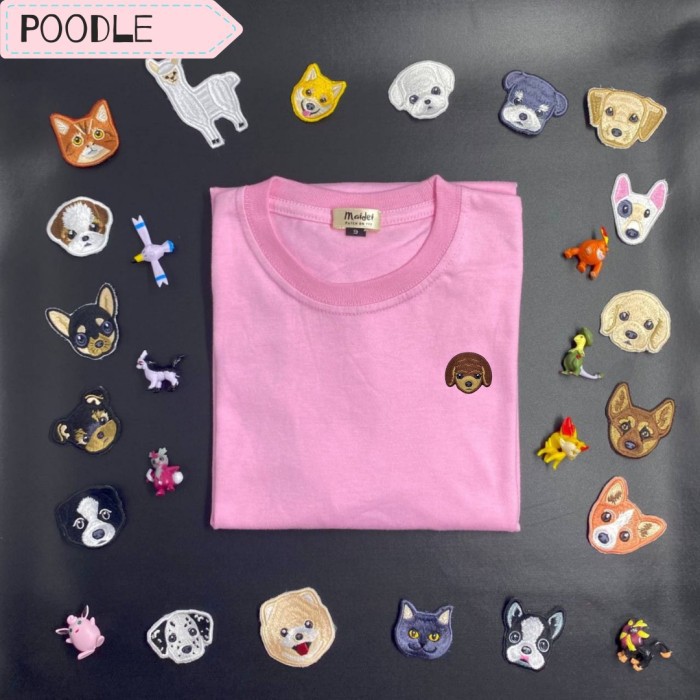 Kaos Anak Lucu Bordir Anjing Toy Poodle By Maidei (Patch Dijahit) - Putih, S