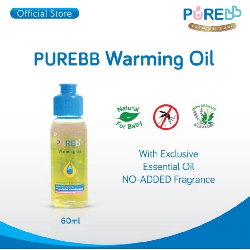 PureBB Warming Oil With Cajuputi &amp; Lavender 60 ml - Minyak Telon Bayi