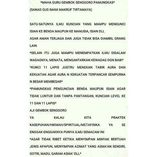 

MAHAGURU GEMBOK SENGGORO PAMUNGKAS