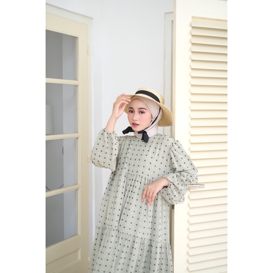 GAYATRI DAILY Layla Ankle Dress - dress crinkle airflow polka midi dress