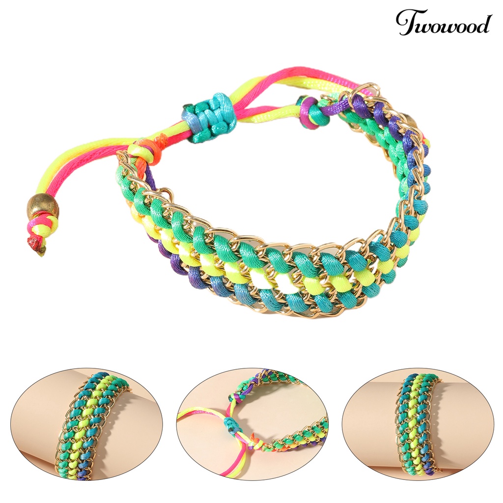 Twowood Strong Rope Universal Unisex Bracelet Alloy Multicolor Handmade Woven Friendship Wristband Jewelry Accessories