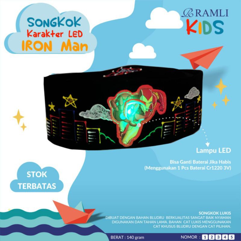 Songkok LED anak Ramli Karakter