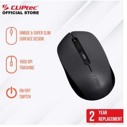 Mouse wireless cliptec usb 2.4ghz optical 1600dpi on-off switch rzs867