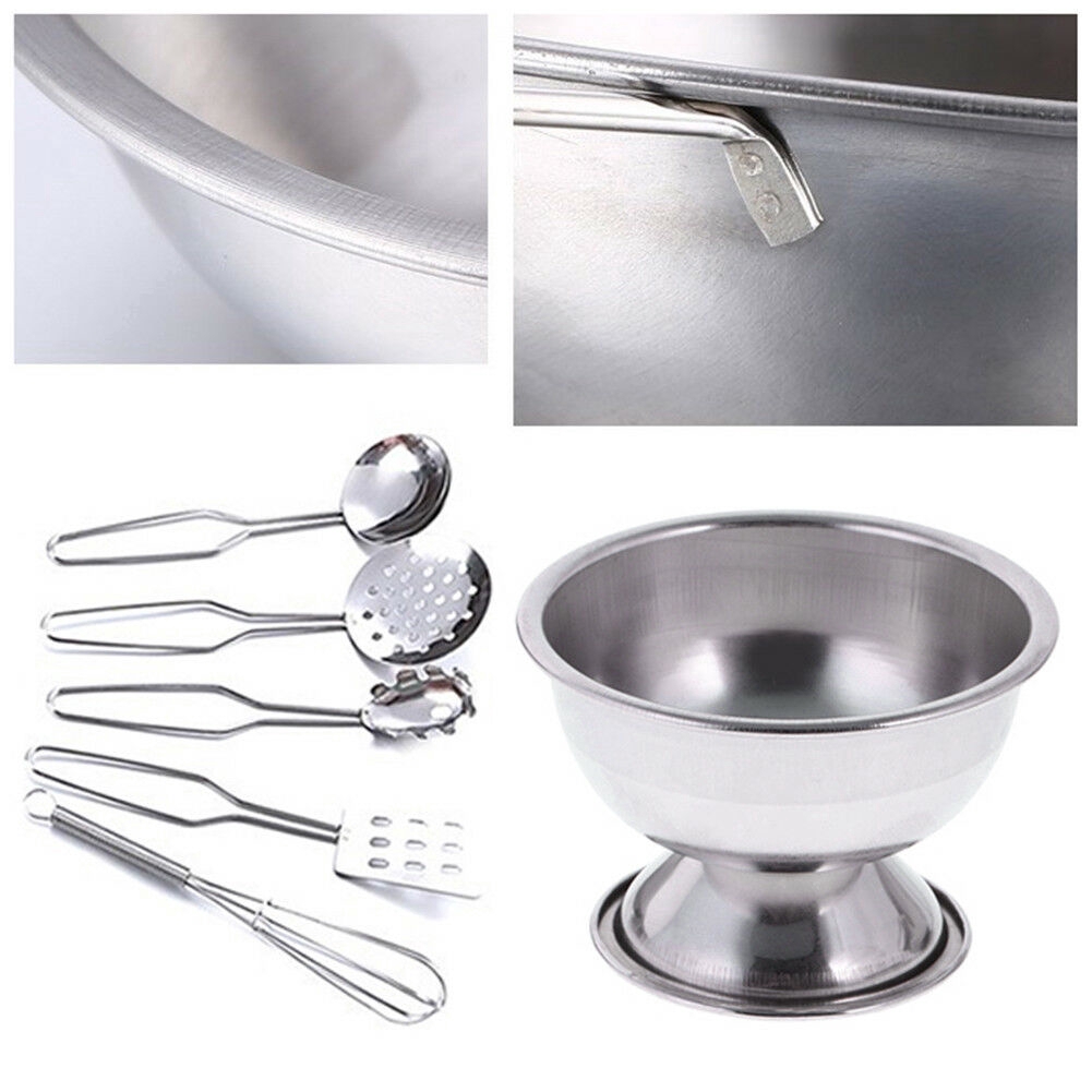16Pcs Peralatan Dapur Bahan Stainless Steel untuk Bermain Peran-7
