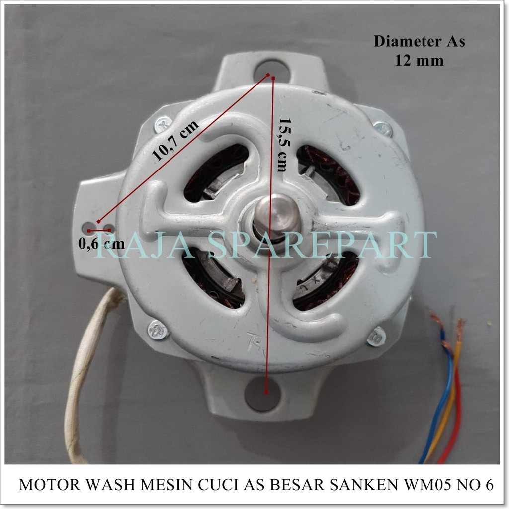 Dinamo Pencuci Mesin Cuci SANKEN 2 Tabung As 12mm 135Watt TEMBAGA (Merk TINS)