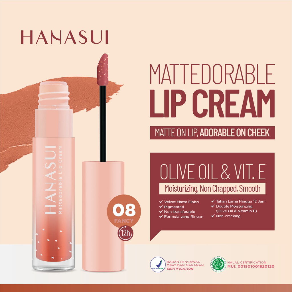 HANASUI LIP CREAM Mattedorable Lipcream 16 warna GIRLSNEED77 LIPCREAM Hanasui