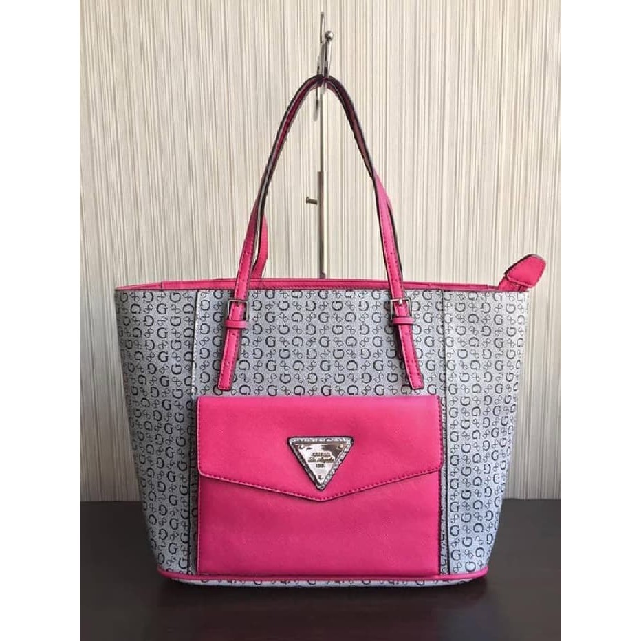 Guess Royaloak Woman Shoulder Bag - Pink Multi - Tas Wanita Original