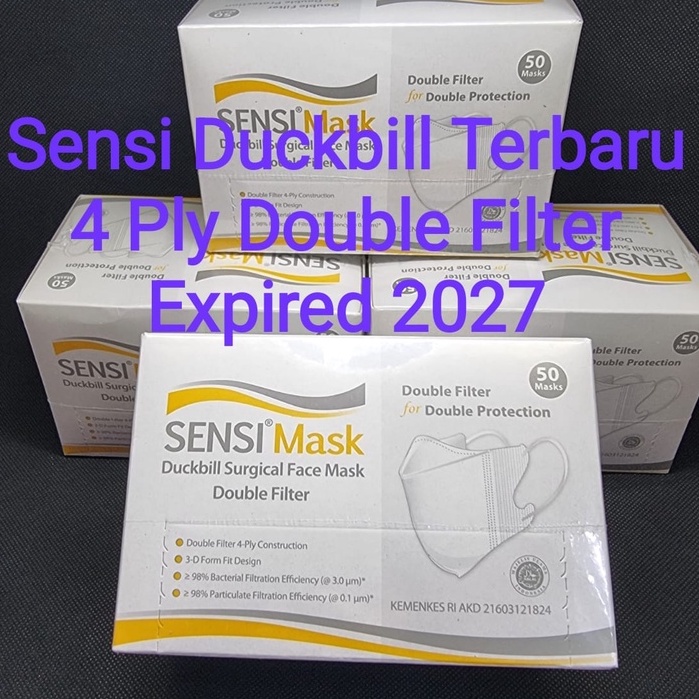 Masker Sensi Duckbill isi 50 Pcs/Box 4 Ply Double Filter Terbaru