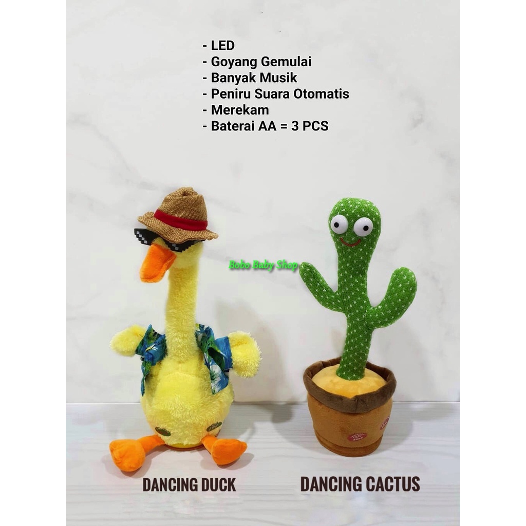 M172 Mainan  Dancing Cactus - Duck Boneka Kaktus | Bebek Joget Nyanyi Bicara | Sing Dance Talk