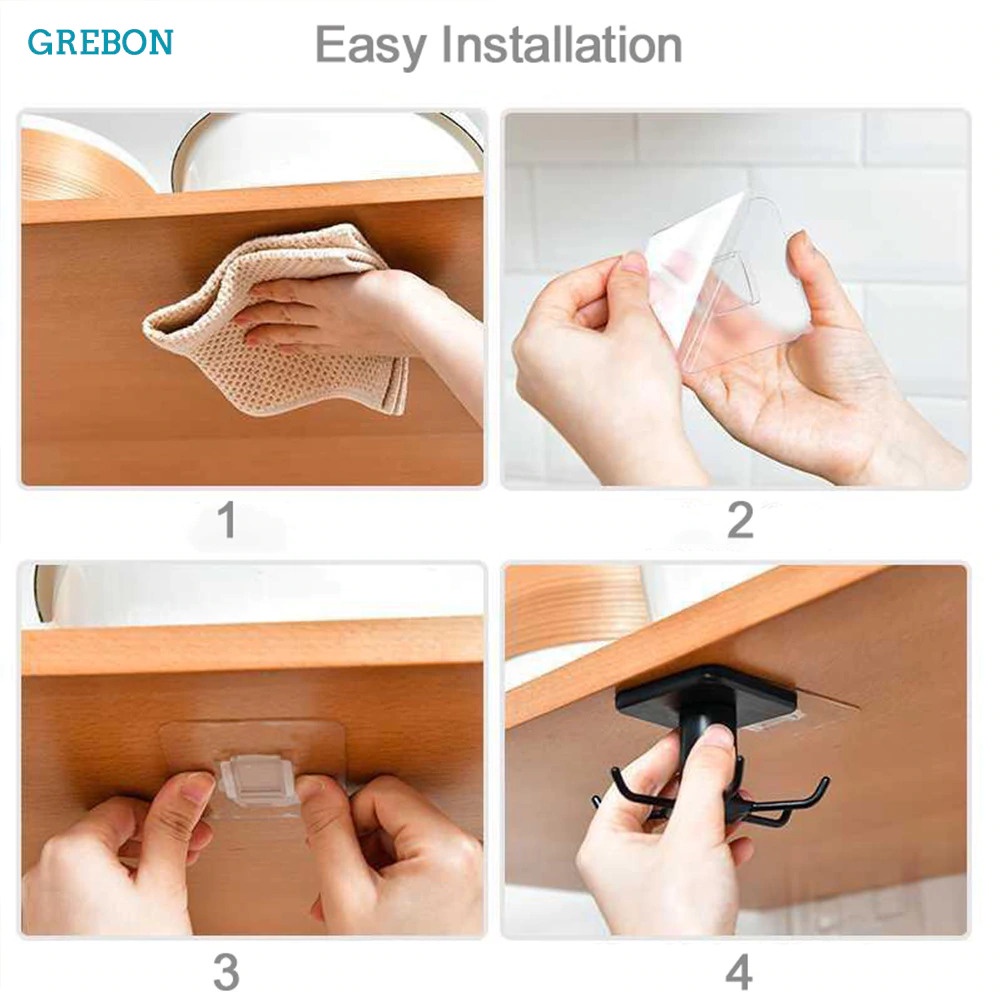 GREBON Rak Gantungan Peralatan Dapur 6 Hook Hanger Strong Adhesive Hook - E008