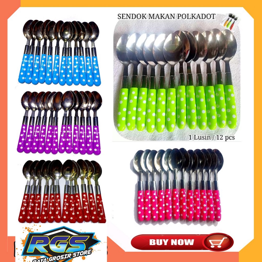 Sendok stainles polkadot / sendok makan