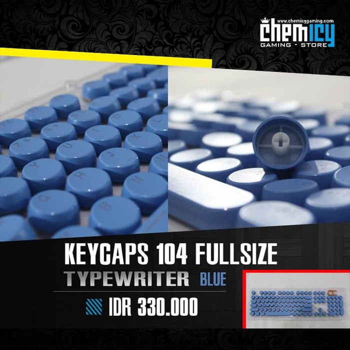 Keycaps Backlit Typewriter 104 Tuts - Blue