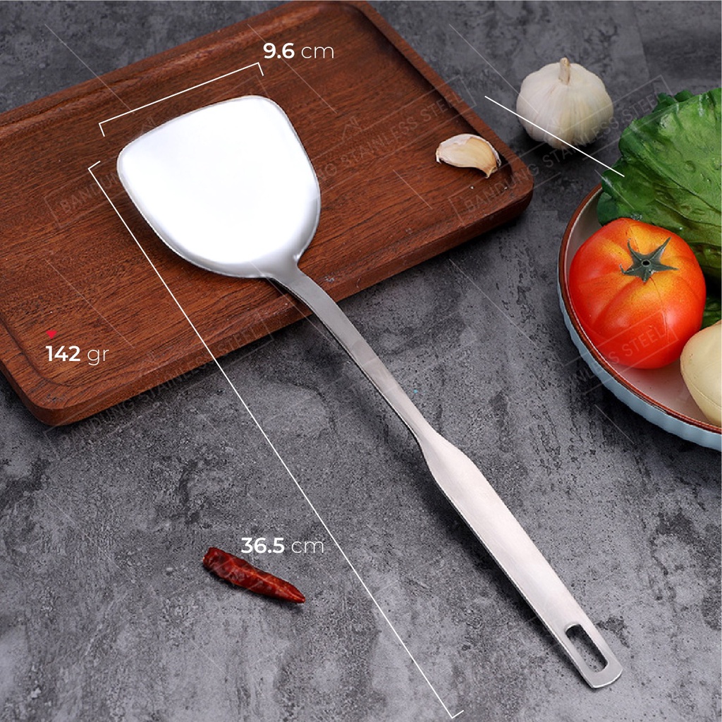 Spatula sodet sutil centong lubang dan NON lubang dengan Kait Stainless Steel