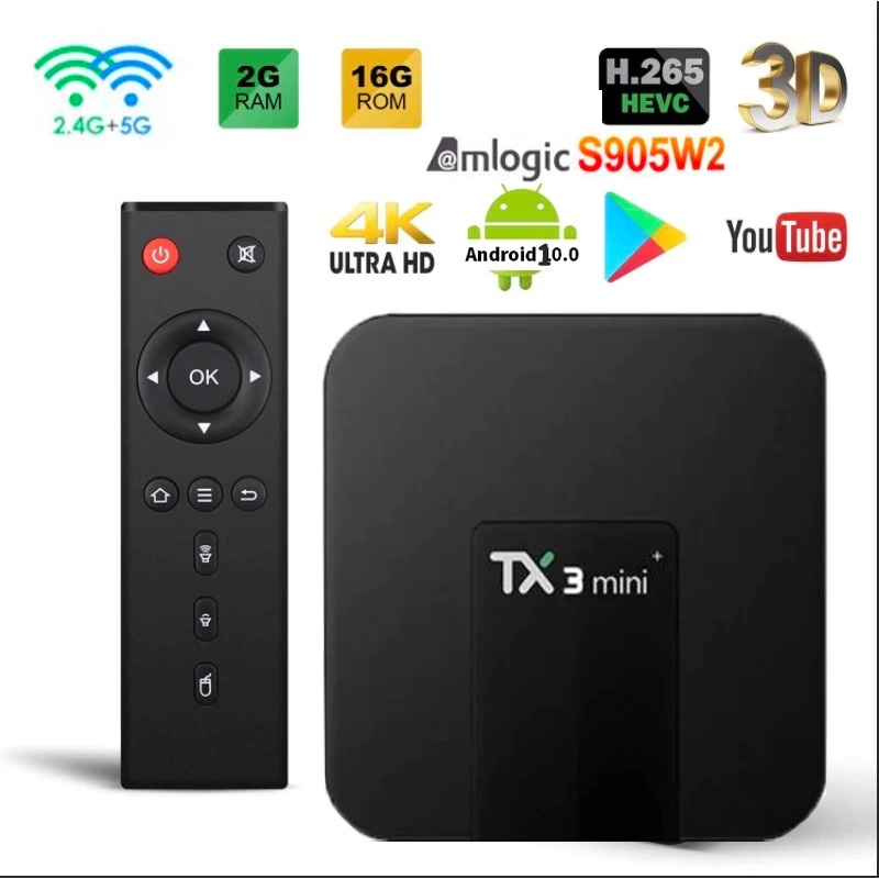 TX3 Mini + Plus 4K Android 11 TV Box 4GB 64GB Amlogic S905W2 AV1