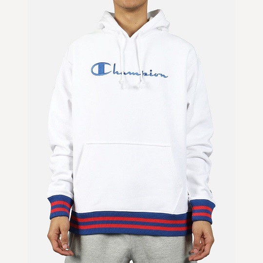 Champion Reverse Weave Yarn Dye Rip Trim Pullover Hoodie (NEW)