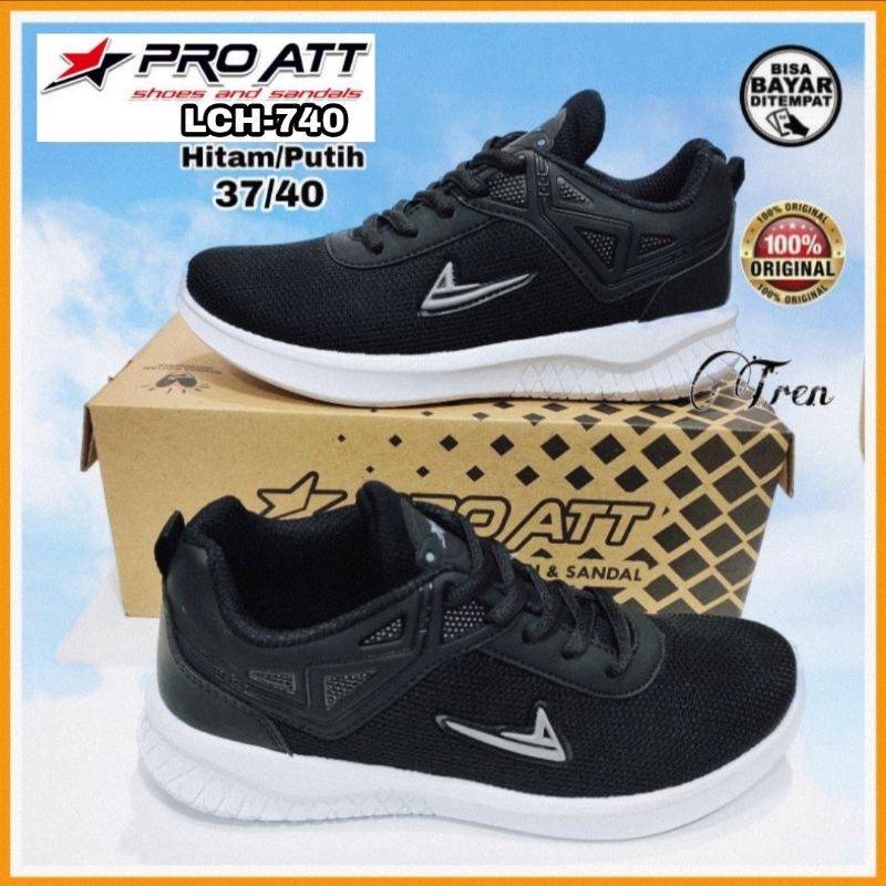 Sepatu Wanita Cewek Sneakers /Sekolah /Kerja /Pro Att Lcs 720 / Lch 740 Original Size 37 s/d 40 Murah - Hitam Putih-1