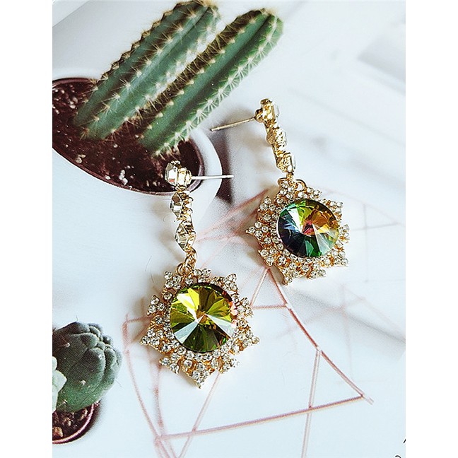 LRC Anting tusuk Fashion Color Diamond Earrings With Diamonds And Alloy Gems D80614