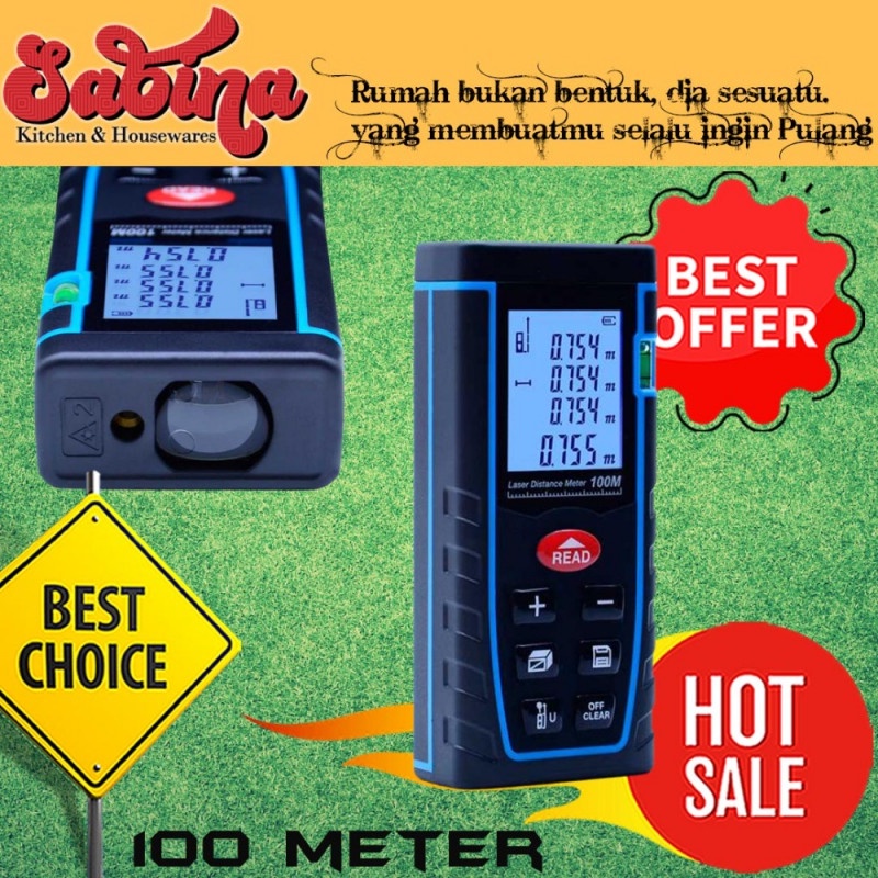 Meteran Laser Range Finder Pengukur Jarak Volume Digital 100 Meter