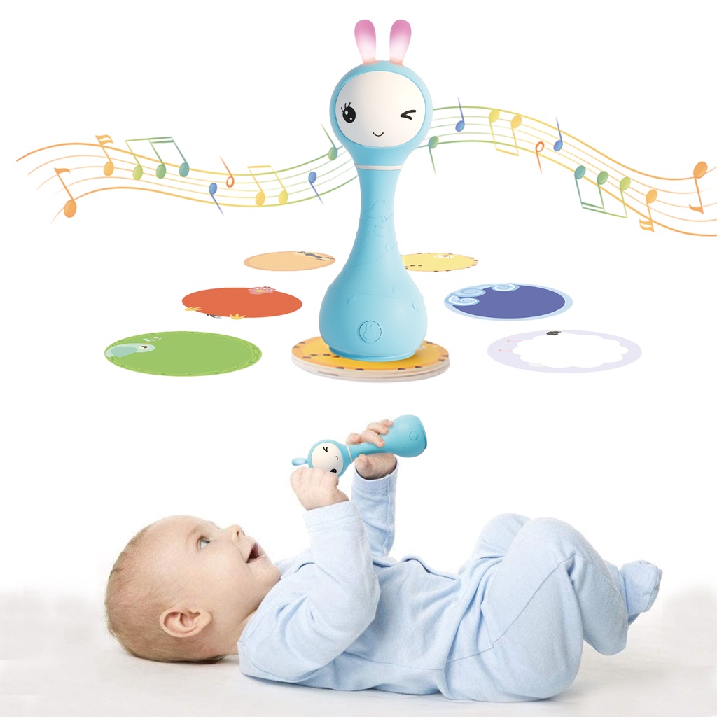 Alilo Smarty Rattle Bunny / Rattle Bayi / BPA Free / Color / Lagu Anak / Music / Story / Lullaby / Teether / Shake&amp;Tell / 0-3 / Mainan Edukasi Anak