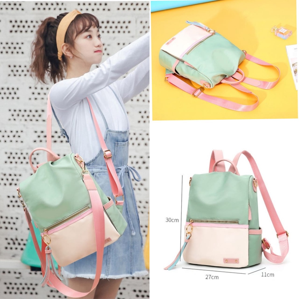 TAS RANSEL WANITA KOREA ANTI AIR HIJAU DIDEA TA430G3 BACKPACK GENDONG SEKOLAH KERJA KULIAH BESAR ORI IMPORT BATAM MURAH PREMIUM