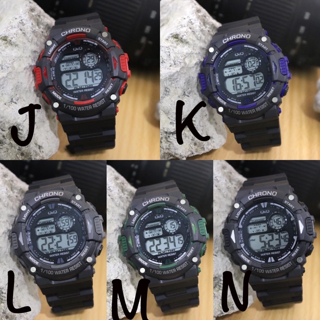 JAM TANGAN NEW QQ QNQ SPORT DIGITAL WATCH RUBBER HITAM TERMURAH ANTI AIR