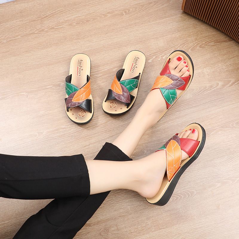 Sandal Slop Karet Wanita Daun Silang import S2