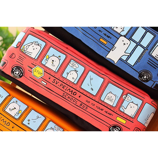 Tempat Pensil JUMBO PRIMO SCHOOL BUS / Tepak Tempat Alat Tulis Bentuk BIS SEKOLAH Empuk Lucu Plush