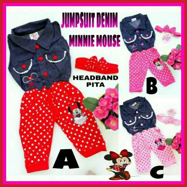 BAJU BAYI PEREMPUAN Jumpsuit Jumper Baby Girl Anak Overall Pakaian Pesta Newborn Minnie Mouse